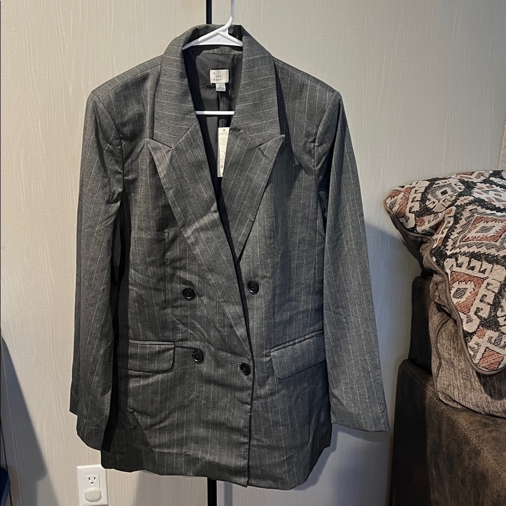a new day Gray Pinstripe Blazer